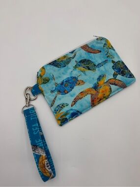 Blue Sea Turtle Wristlet Clutch